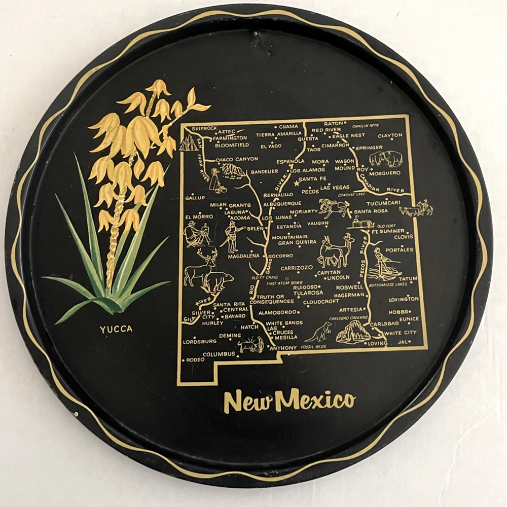 New Mexico vintage metal souvenir plate.